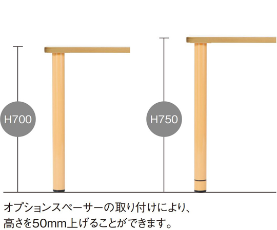 65-8857-49 福祉・医療施設テーブル アイボリー 1600×600×700mm FED