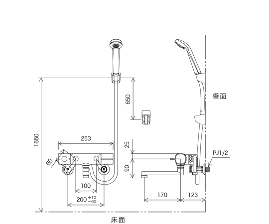 サーモシャワー楽締めソケット付　FTB100KRJT