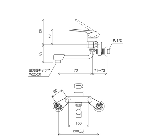 65-8972-51 シングルレバー式混合栓 MSK110KRK 【AXEL】 アズワン