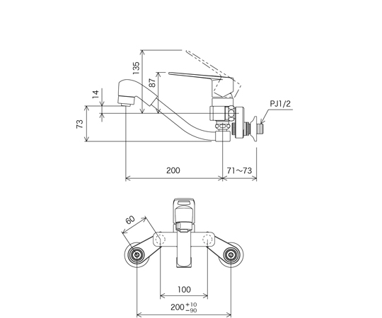 65-8972-52 シングルレバーシャワー付混合栓 MSK110KERFKT 【AXEL