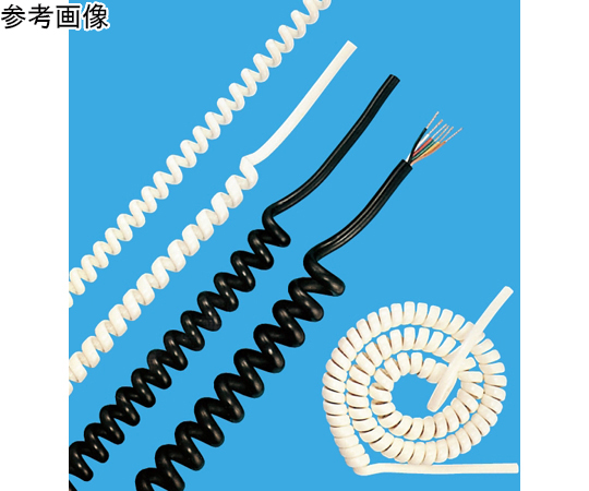 65-9030-78 カールコード 4芯 0.75SQ 黒 長さ2M EC-VCTF 4x0.75 B 2M