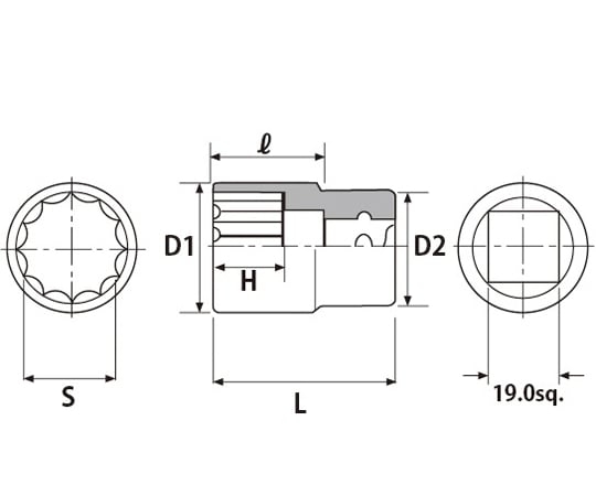 65-9039-13 19.0SQソケット十二角 1.13/16（S/inch） B6-1-13/16W