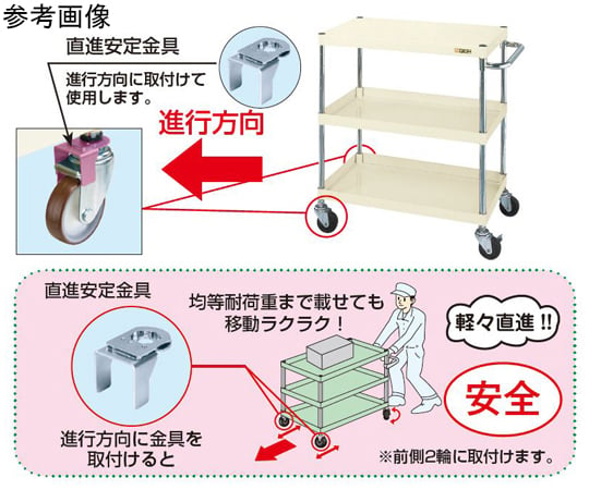 65-9171-96 CSパールワゴン（軽量/ゴム/2段/直進安定金具付）750×500