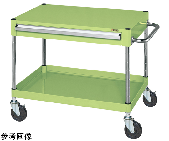CSパールワゴン（サイレントエラストマー/上段引出し/天板フラット型）750・600mm グリーン　CSP-7561ASE