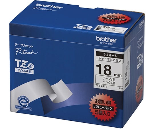 65-9204-10 ピータッチ ラミネートテープ 幅18mm（黒文字/透明