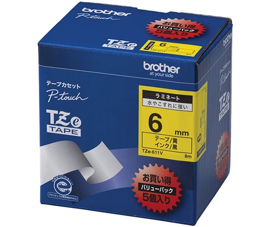 ロマンスドーン テープカット 1box 65-9204-14 ピータッチ ラミネートテープ 幅6mm（黒文字/白/お得