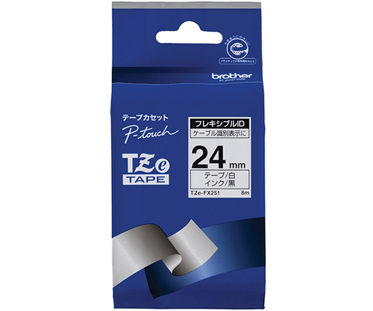65-9204-61 ピータッチ ラミネートテープ 幅24mm（黒文字/白  