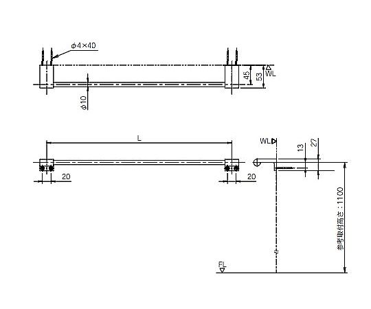 65-9270-43 432mm タオル掛け(ｻﾃﾝ) EA638LE-202 【AXEL】 アズワン