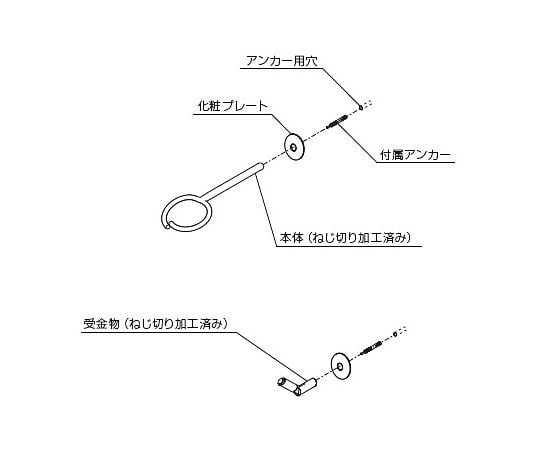 310mm 旗立金物 左右セット φ16丸棒 エスコ ESCO EA951BN-33-