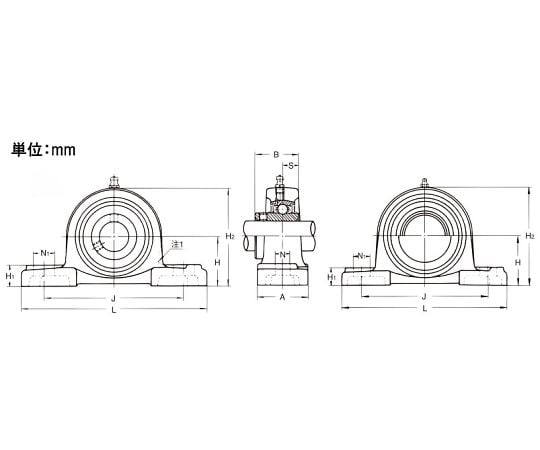 65-9329-27 UCP315/ 75mm 重荷重用ピロー形ユニット EA966MA-315