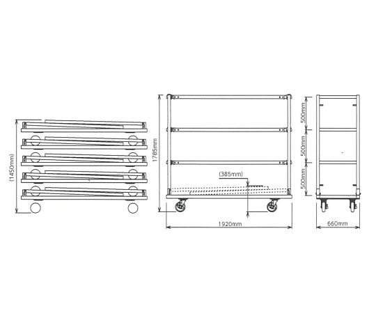 65-9333-53 1920x 660x1785mm 折畳式簡易棚(ｷｬｽﾀｰ付) EA976AM-41