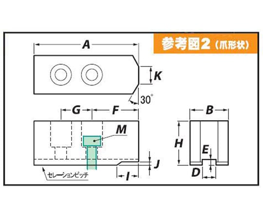 北川用鉄生爪 A（mm）：110 B（mm）：40 H（mm）：100　HO-10 H100