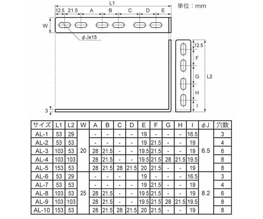 65-9698-01 アルミステーL AL3 100×50 3個入 20 【AXEL】 アズワン