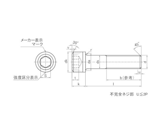 六角穴付ボルト スチール 半ねじ M4×30 150本入 ヘキサゴンパック　S065-0430