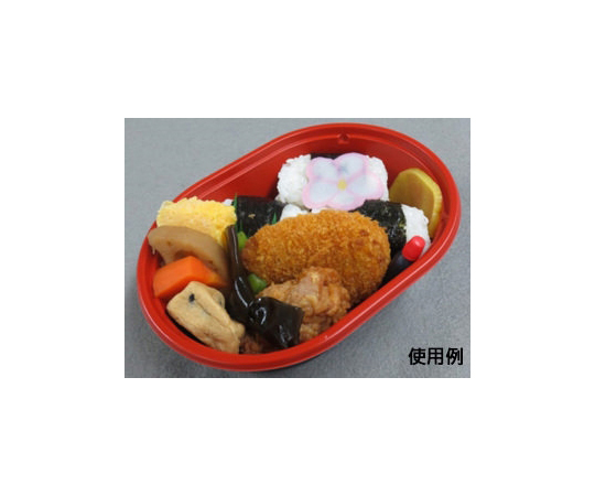 どんぶり容器 CTプチ丼 小判 赤-BK 本体 50枚入　10843