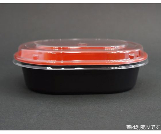 どんぶり容器 CTプチ丼 小判 赤-BK 本体 50枚入　10843