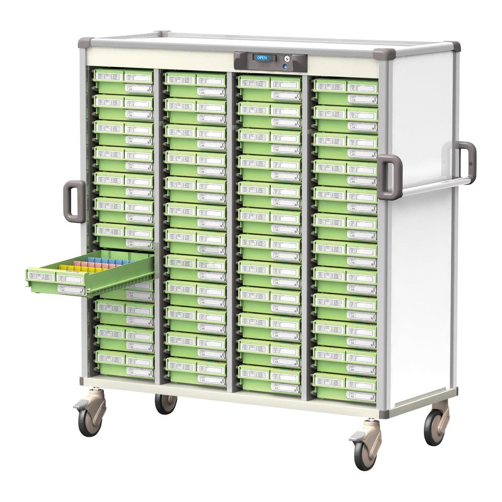 66-0010-31 Nカート与薬ロングシリーズ 48床用 1388×565×1398mm