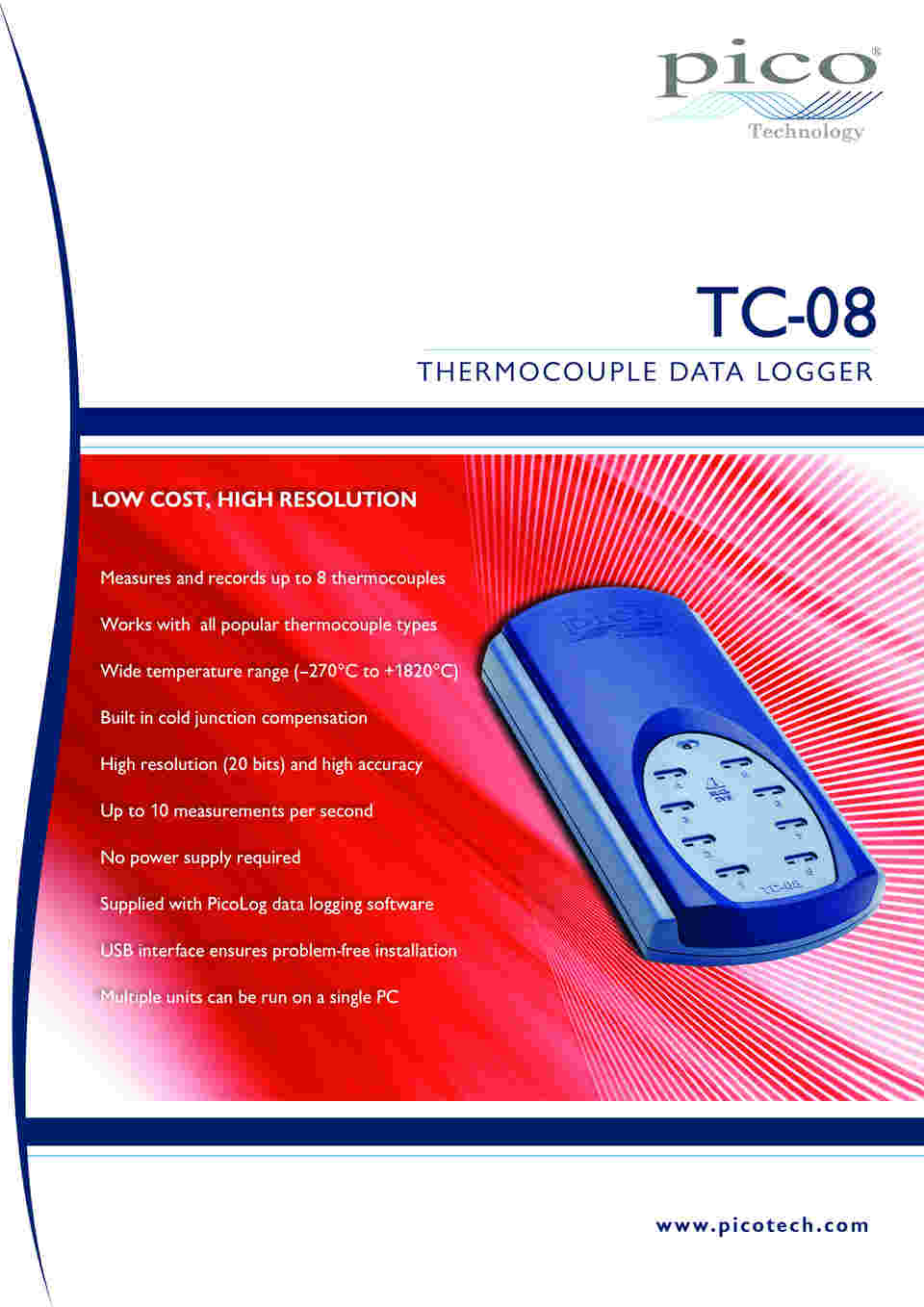 67-0394-09 USB TC-08データロガー (PP222)USB-TC-08 【AXEL】 アズワン