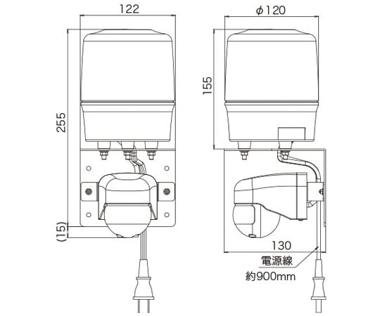 67-2186-20 センサー付LED回転灯φ120 ニコトーチ・120（黄） AC100V 人