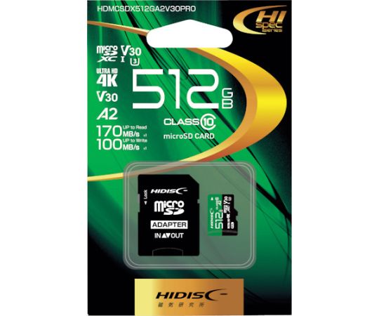 超高速R170シリーズmicroSDXCカード 512GB　HDMCSDX512GA2V30PRO