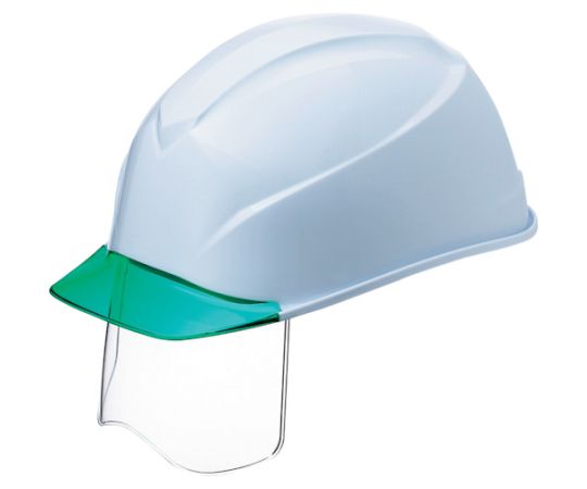エアライトS搭載ヘルメット（透明バイザータイプ・溝付・シールド付） 透明バイザー：グリーン/帽体色：白　123VJ-SH-V3-W3-J