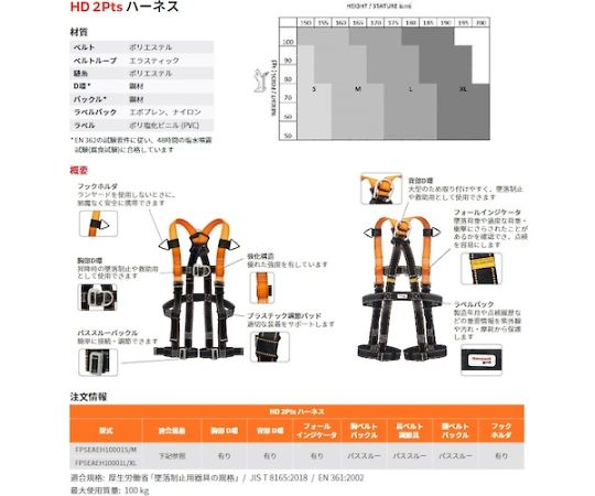 最も信頼できる 通販 FPSEAEH10001S/M ハーネス HD 2Pts 4ページ目