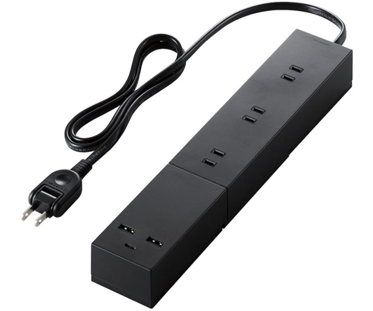 USBタップ USB Type-C×1（最大30W）USB-A×2（最大12W）最大出力32W AC差込口×3 脚パーツ付き ブラック T-U03シリーズ