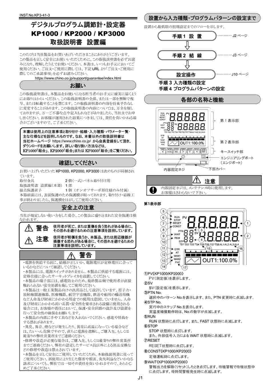 67-2982-54 デジタルプログラム調節計 電流出力形 H96×W96×D127mm KP1030C000-G0A 【AXEL】 アズワン