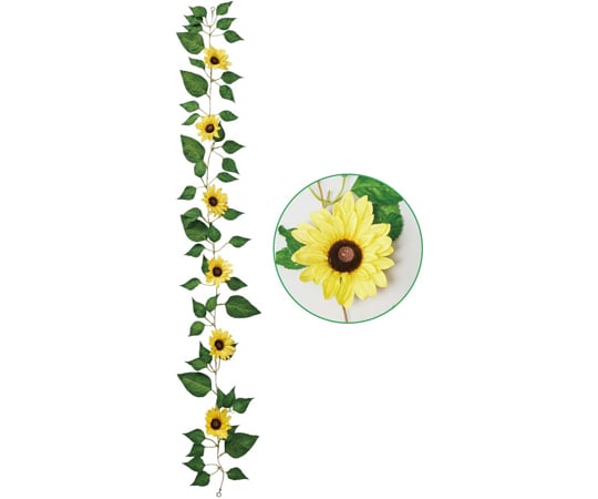67-3073-27 ひまわり造花ガーランド シンプル 180cm 35-13-7-1