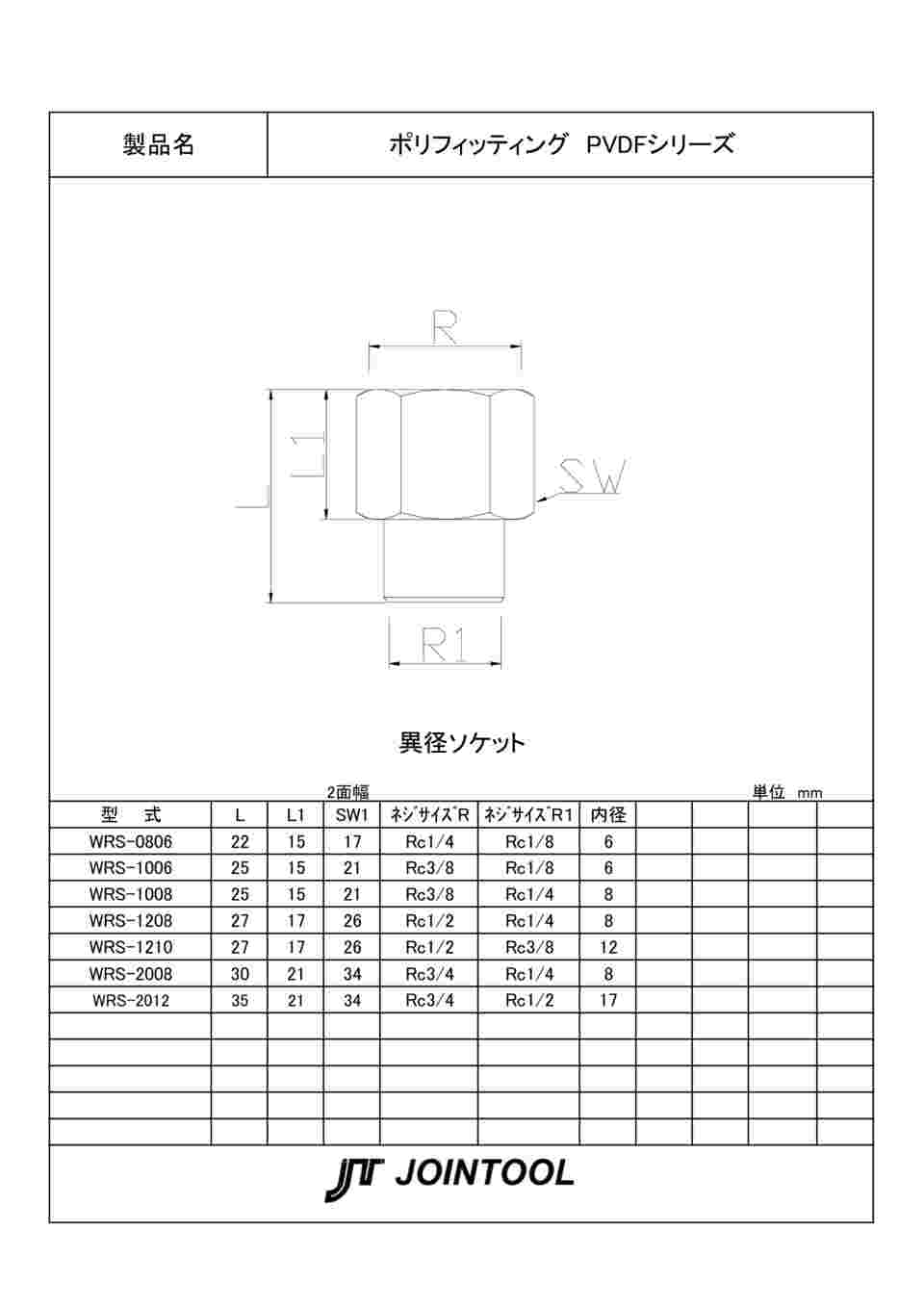 67-3081-38 TEFEN PVDF ネジ継手 異径ソケット Rc3/4×Rc1/4 【AXEL