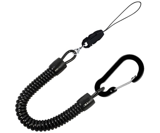 67-4920-78 落下防止ストラップ カラビナ+カールコード+紐パーツ