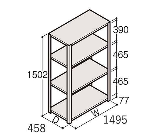 軽量棚 ERR開放型 有効棚 H1500 イトーキ 【AXEL】 アズワン