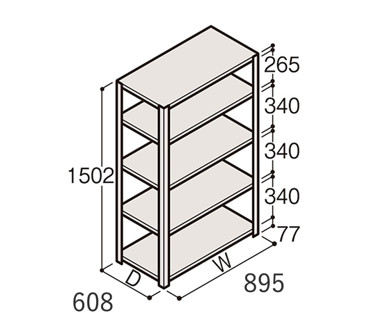 軽量棚 ERR開放型 有効棚 H1500 イトーキ 【AXEL】 アズワン