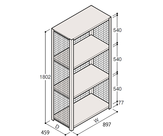 イトーキ／ITOKI 軽量棚 ERR金網型 H1800×W1200×D450 有効棚 4段 1個