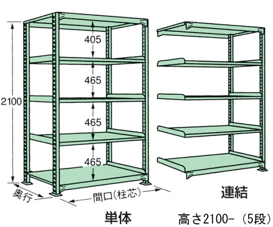 ラークラック 高さ2100-5段 単体 1800×602×H2100mm　RL-2745