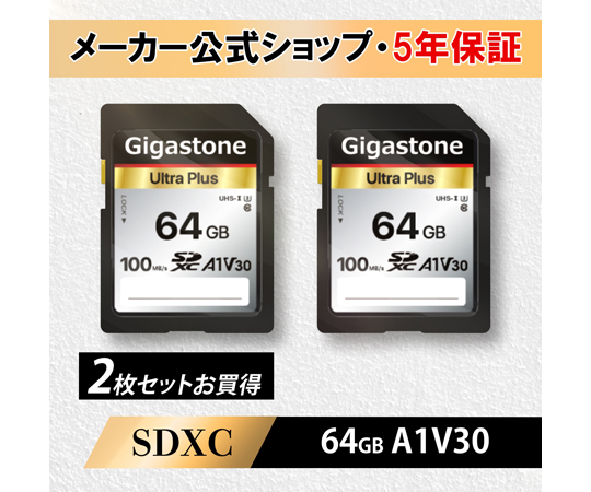 取扱を終了した商品です］A1V30クラスSDカード 2枚セット 64GB GJSXR