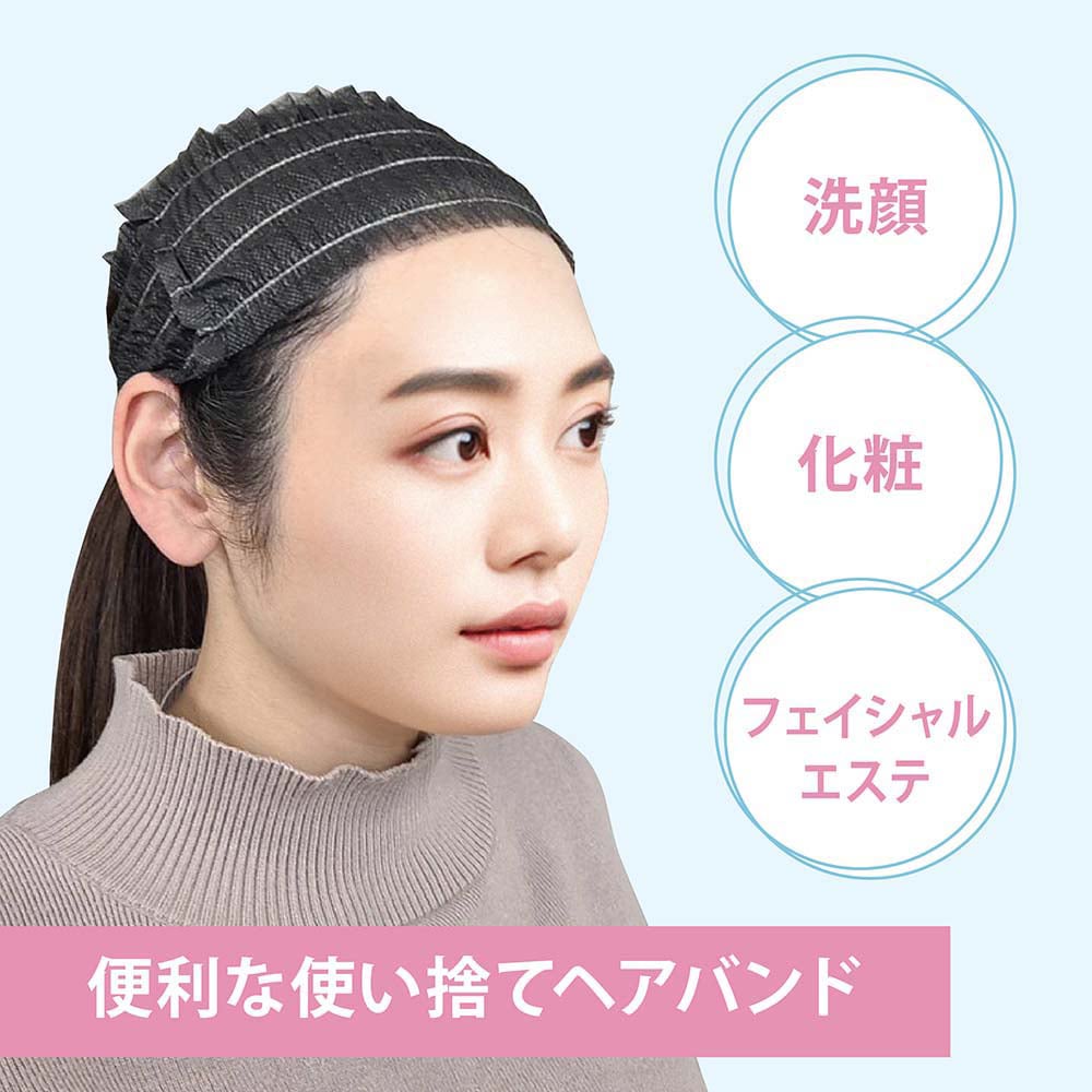 67-8030-02 使い捨てヘアバンド（黒） 100枚 WN-019-BLK 【AXEL】 アズワン