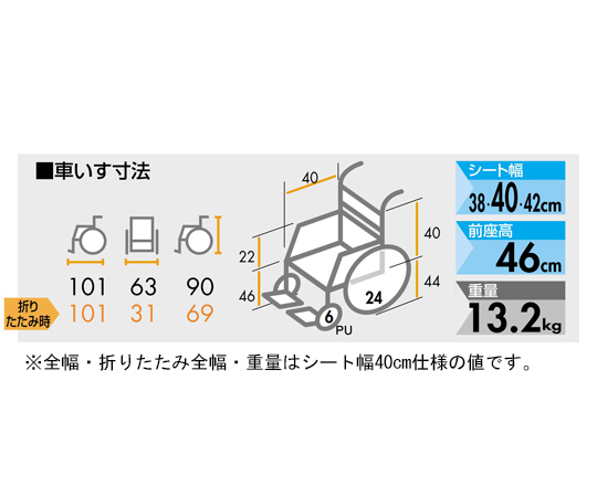 67-8078-51 アルミ製スタンダード車いす バックサポート 折りたたみ