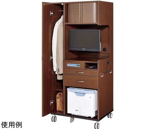 67-8168-37 木製 ハイタイプ床頭台 ロッカー付き W487×D700