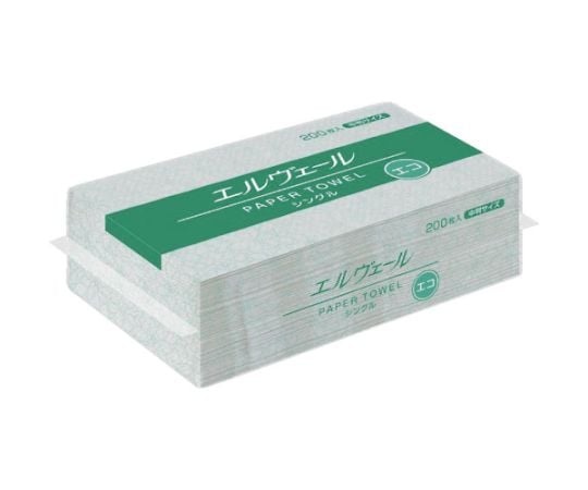 67-8755-88 エルヴェール ペーパータオル エコ シングル 中判 200枚×30