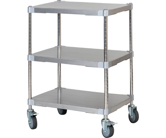 67-8766-89 ステンレスシェルフワゴン 46×60mm 3段キャスター