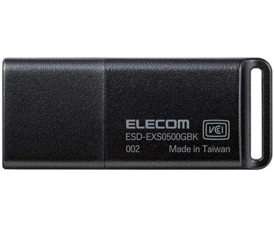 67-8770-43 外付けSSD ポータブル USB3.2（Gen1）小型USBメモリ型 500GB ブラック ESD-EXS0500GBK  【AXEL】 アズワン