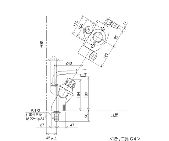 67-9132-97 デッキサーモシャワー シャワー右 KF821G 【AXEL】 アズワン