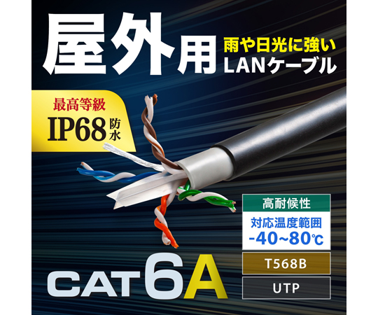 67-9317-22 屋外用防水カテゴリ6A LANケーブルのみ KB-T6AWP-CB300BK