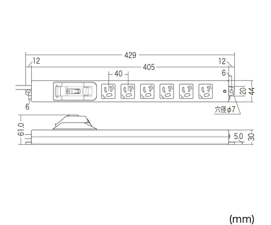 67-9328-59 漏電ブレーカータップ 1m TAP-BR36LN-1 【AXEL】 アズワン