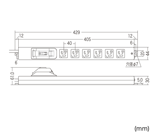 67-9328-60 漏電ブレーカータップ 3m TAP-BR36LN-3 【AXEL】 アズワン