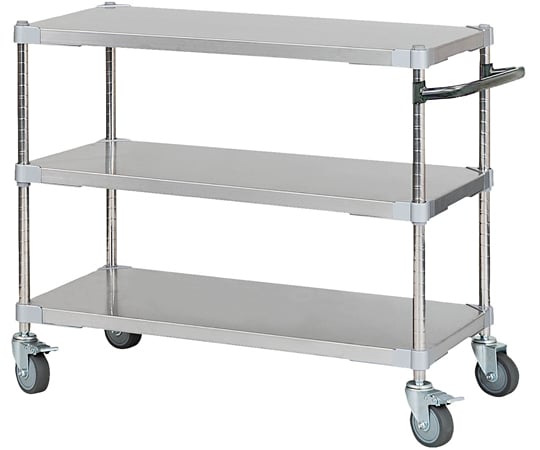 68-0775-89 ステンレスシェルフワゴン46×90cm 3段キャスター H700mm