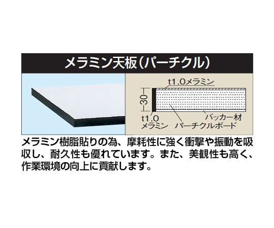 中量作業台（KTタイプ 耐荷重800kg メラミン天板 H740 固定式）W1800×D750×H740mm　KT-693CHMD