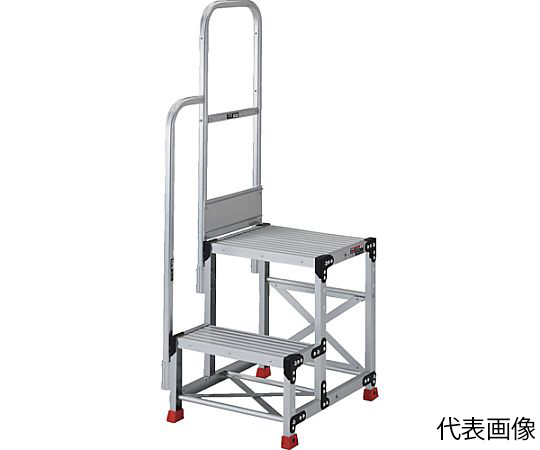 68-0973-10 アルミ製作業用踏台 2段 高さ0.7m 天板寸法1000×400
