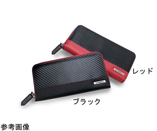 68-1084-63 GT-MOBILEカーボンレザーラウンドファスナー長財布 レッド